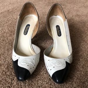 Vintage Italian Leather Blue & White Heels